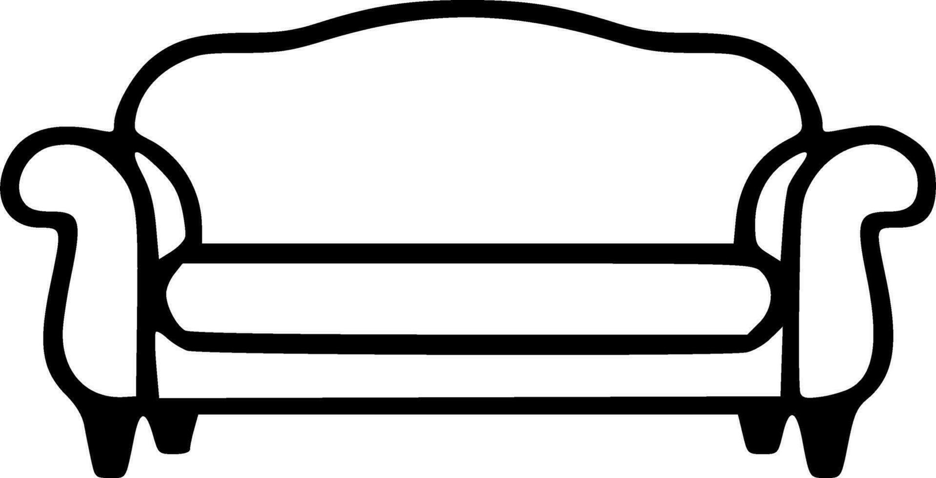 canapé noir grandes lignes vecteur illustration