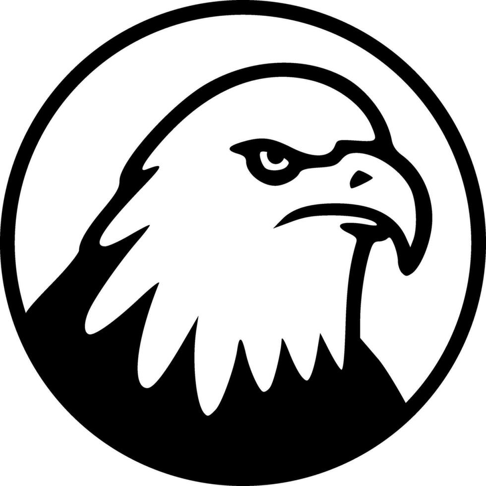 Aigle icône cercle logo noir grandes lignes monochrome vecteur illustration