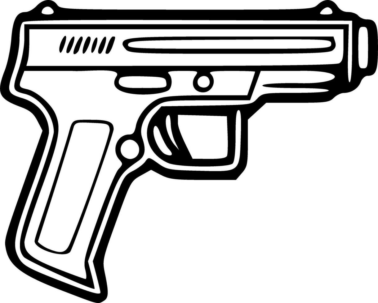 pistolet icône noir grandes lignes vecteur illustration