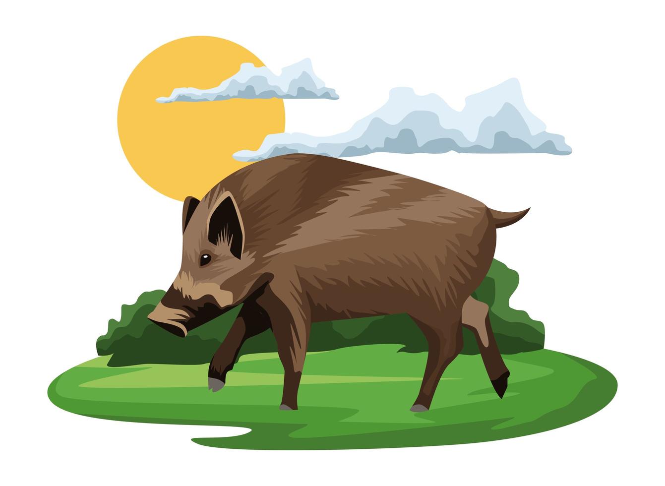 animal tapir sauvage dans le paysage du camp vecteur