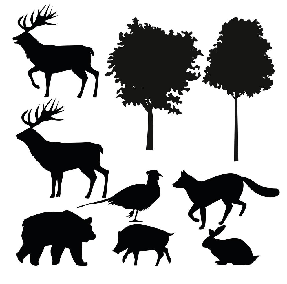 groupe d'animaux silhouettes bundle set icons vecteur