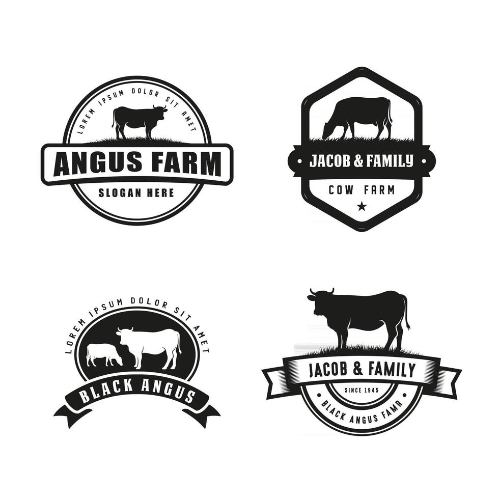 modèle de conception de logo de ferme de vache vecteur