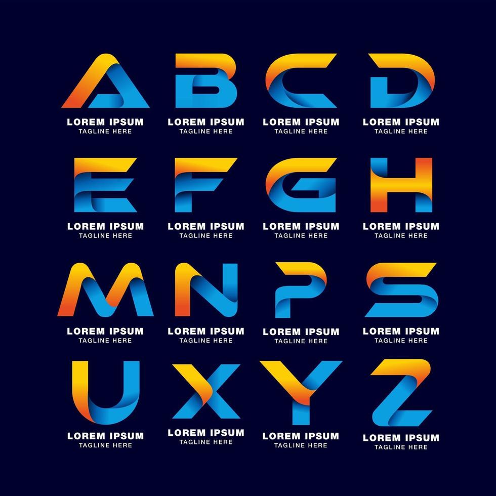 modèle de logo de pack de lettre alphabet créatif dans le style de dégradés vecteur