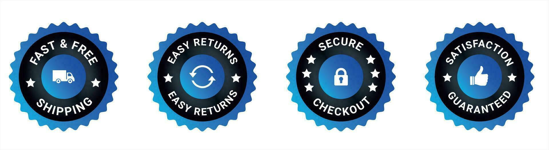argent retour garantie, gratuit livraison confiance badges ,confiance insignes, sécurise vérifier, facile Retour vecteur