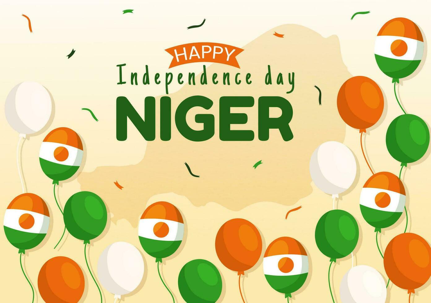 content Niger république journée vecteur illustration avec agitant drapeau et pays Publique vacances dans dessin animé main tiré atterrissage page Contexte modèles