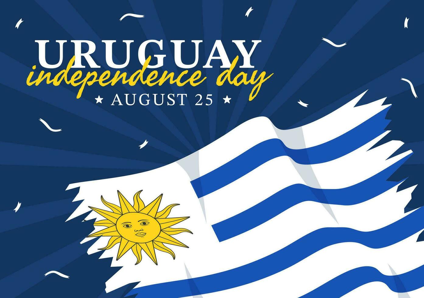 content Uruguay indépendance journée vecteur illustration sur 25 août avec agitant drapeau dans nationale vacances plat dessin animé main tiré modèles