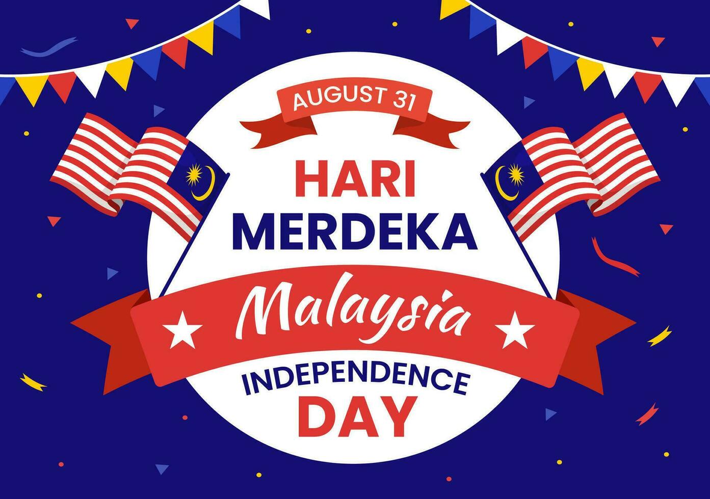 Malaisie indépendance journée vecteur illustration sur 31 août avec agitant drapeau dans nationale vacances plat dessin animé main tiré Contexte modèles