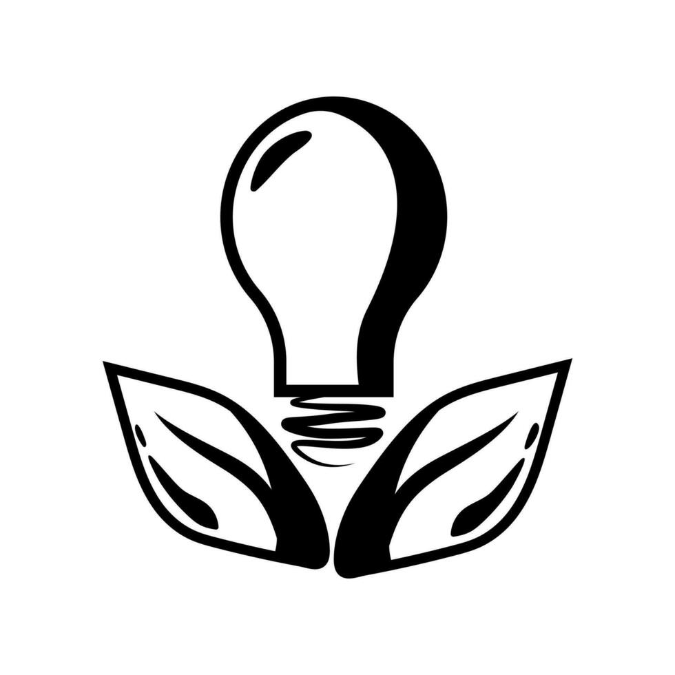 concept d'énergie verte vecteur isolé dessin animé plat ampoule lampe eco économie d'électricité ressources renouvelables alternatives feuilles nature plante logo élément de conception