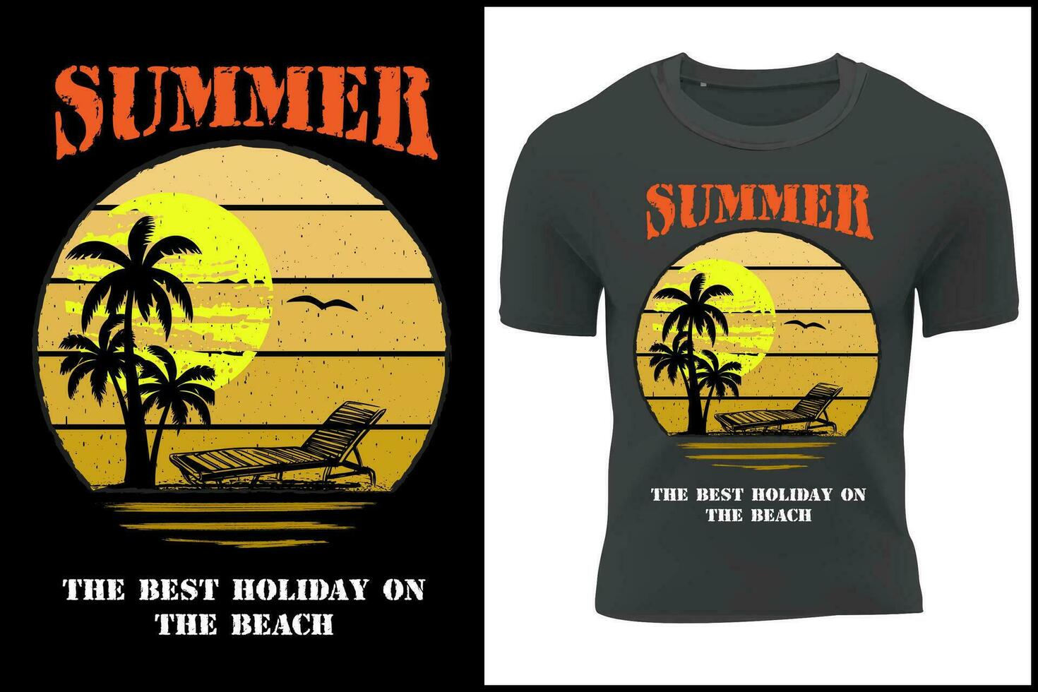 Californie Père Noël Monica le coucher du soleil impression T-shirt conception. affiche rétro grunge paume arbre silhouettes vecteur