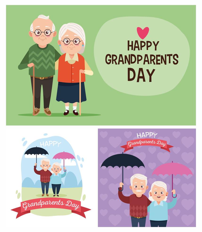 groupe de personnages d'avatars de couples de grands-parents mignons vecteur