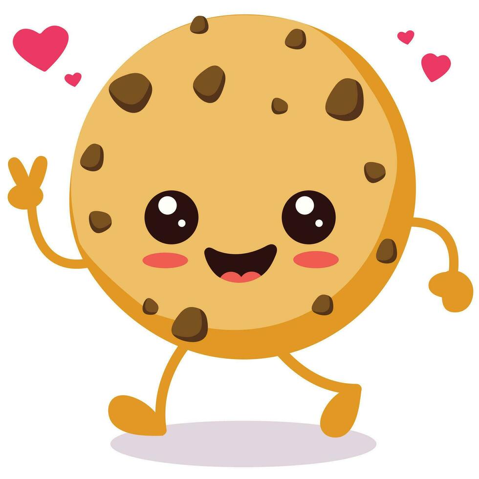 mignonne Chocolat puce biscuit dessin animé personnage avec content visage vecteur illustration