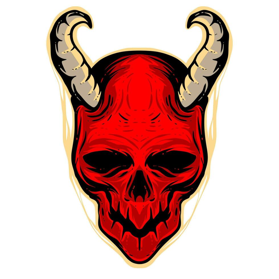 diable crâne illustration mascotte logo art vecteur