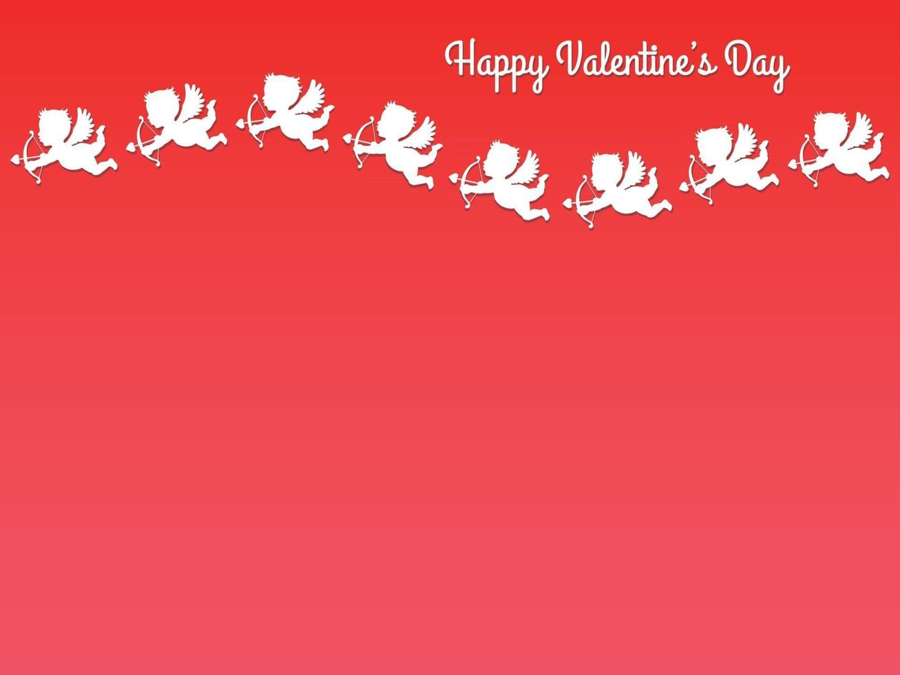 illustration de fond vecteur valentines transparente avec des cupidons blancs volant dans une trajectoire ondulée sur fond rouge