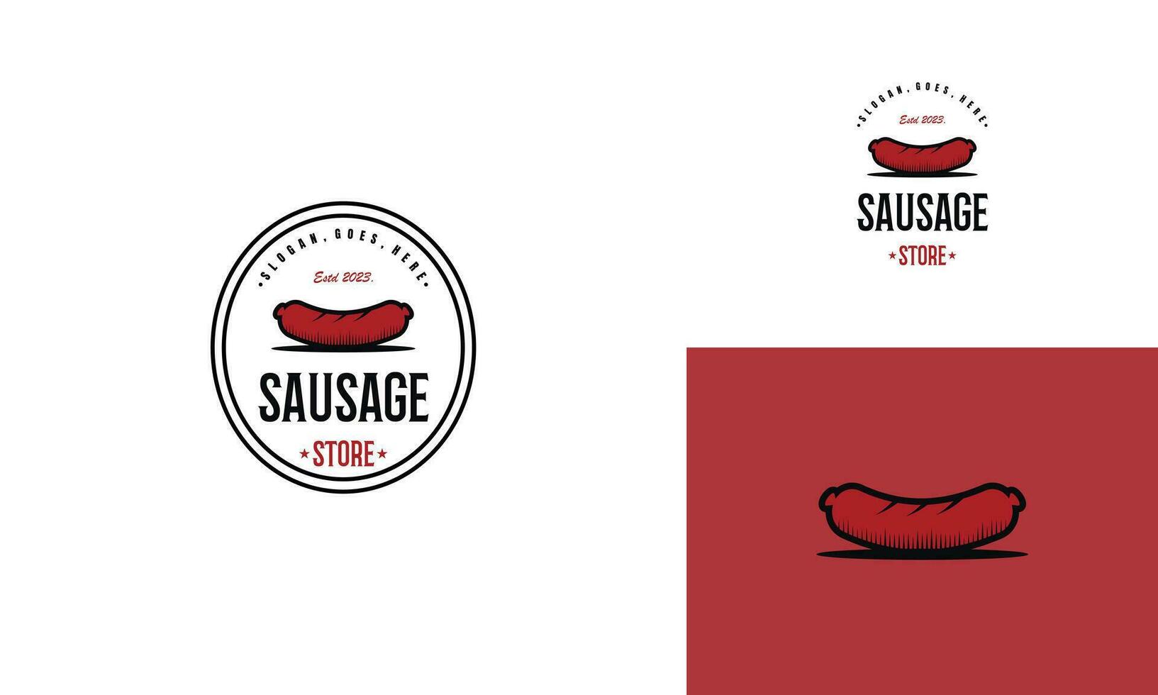 saucisse nourriture illustration logo conception ancien badge emblème signe vecteur