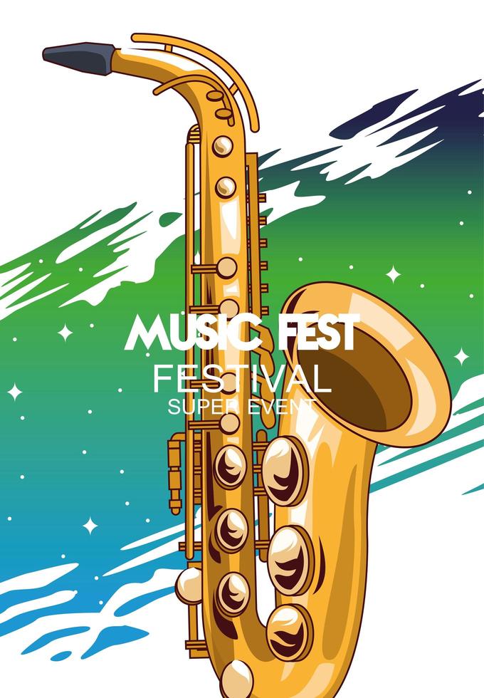 affiche du festival de musique avec saxophone vecteur