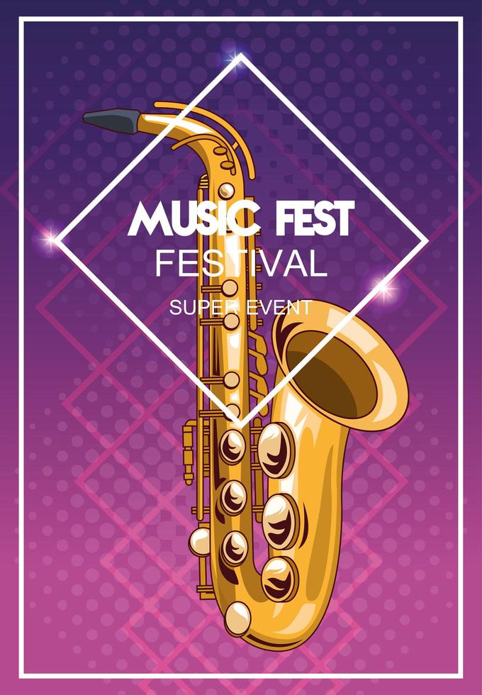 affiche du festival de musique avec saxophone vecteur