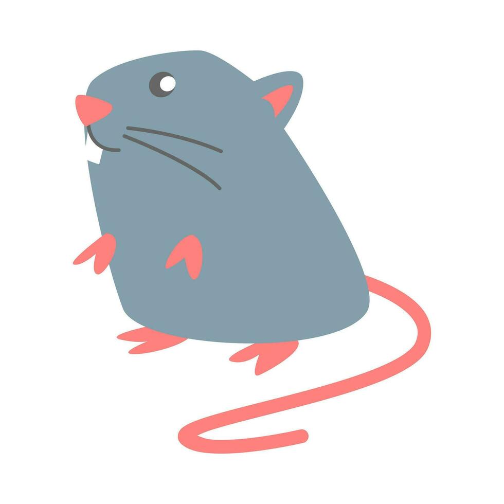 mignonne Souris ou rat est reniflement dans plat dessin animé style. souris, rat, animal, rongeur. vecteur graphique.