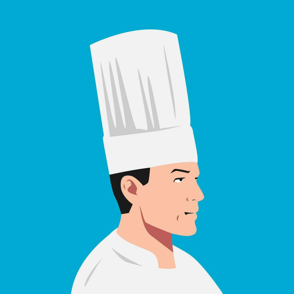 Masculin chef portrait. côté voir. adapté pour avatar, social médias profil photo. vecteur graphique.