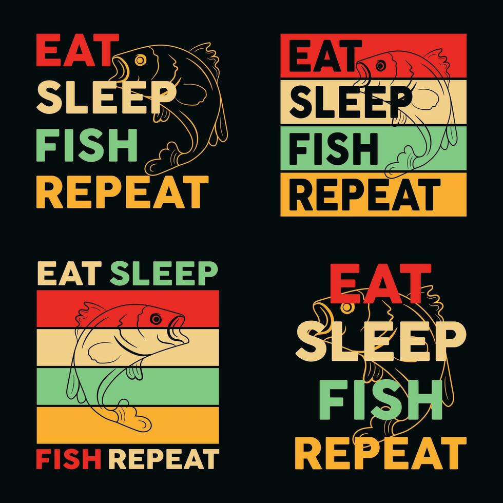 manger sommeil poisson répéter typographie pêche T-shirt conception. pêche vêtements typographie T-shirt conception. vecteur