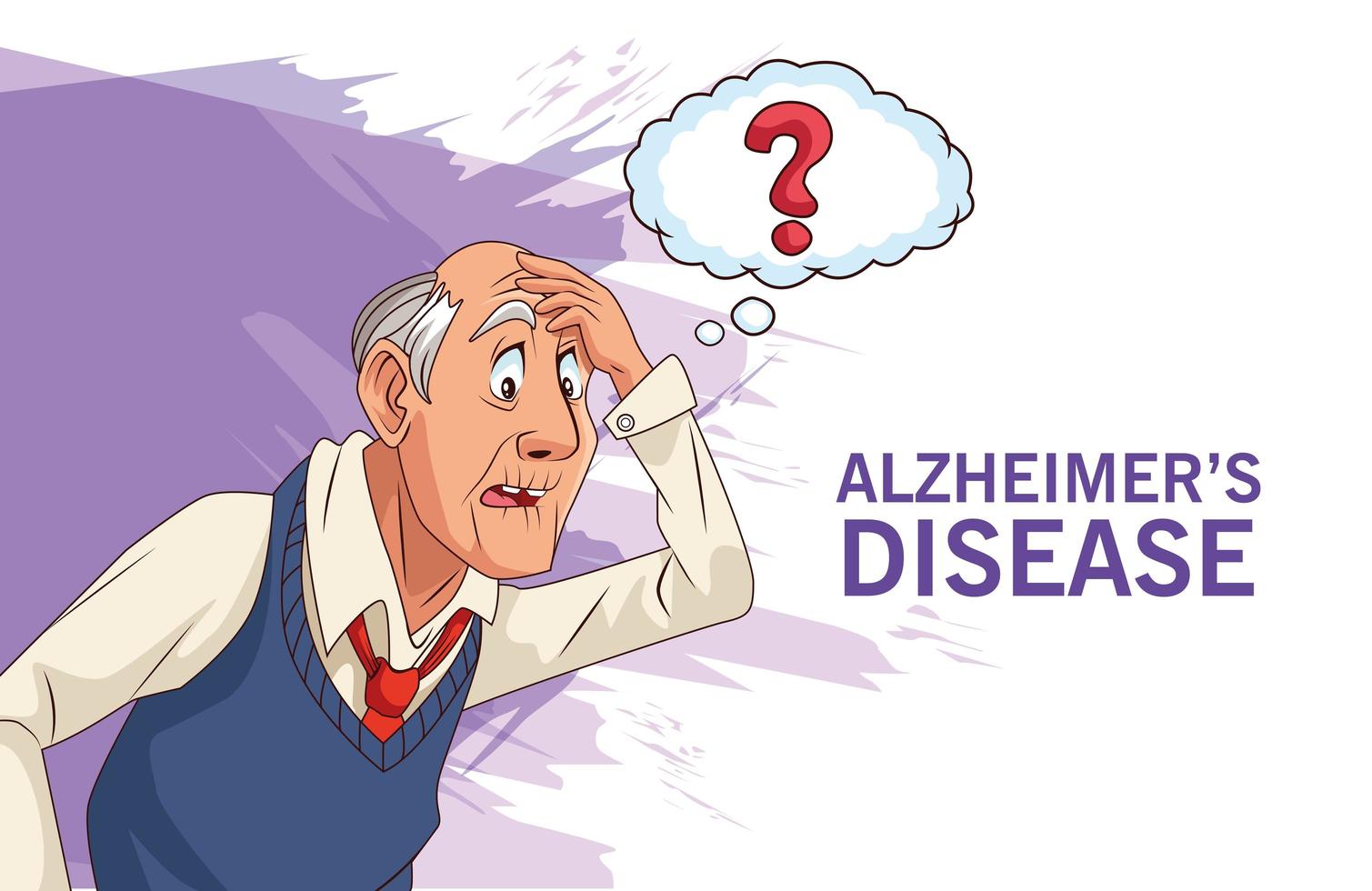 vieil homme patient de la maladie d'alzheimer avec bulle de dialogue demander vecteur
