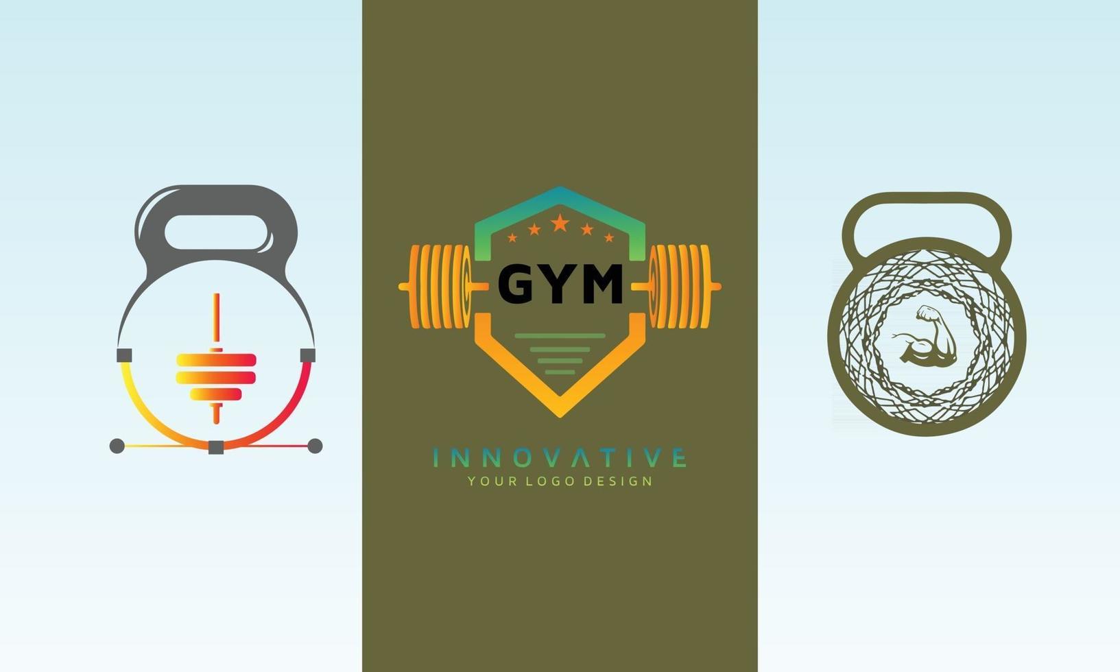 un ensemble de logo de gym et de fitness avec haltère vecteur