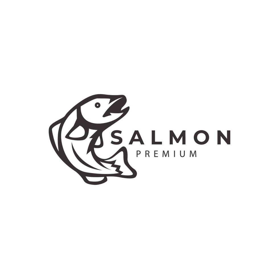 Saumon poisson mascotte logo vecteur icône symbole illustration conception