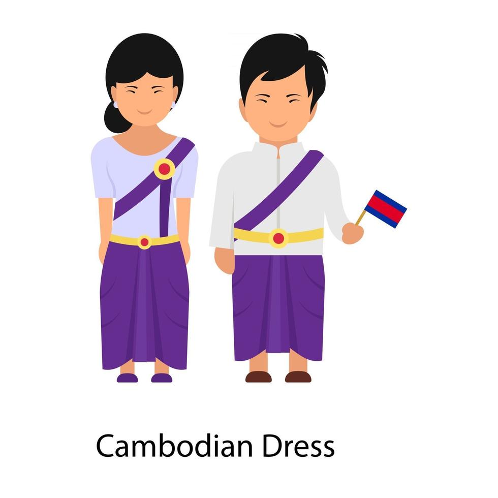 conception de couple cambodgien vecteur
