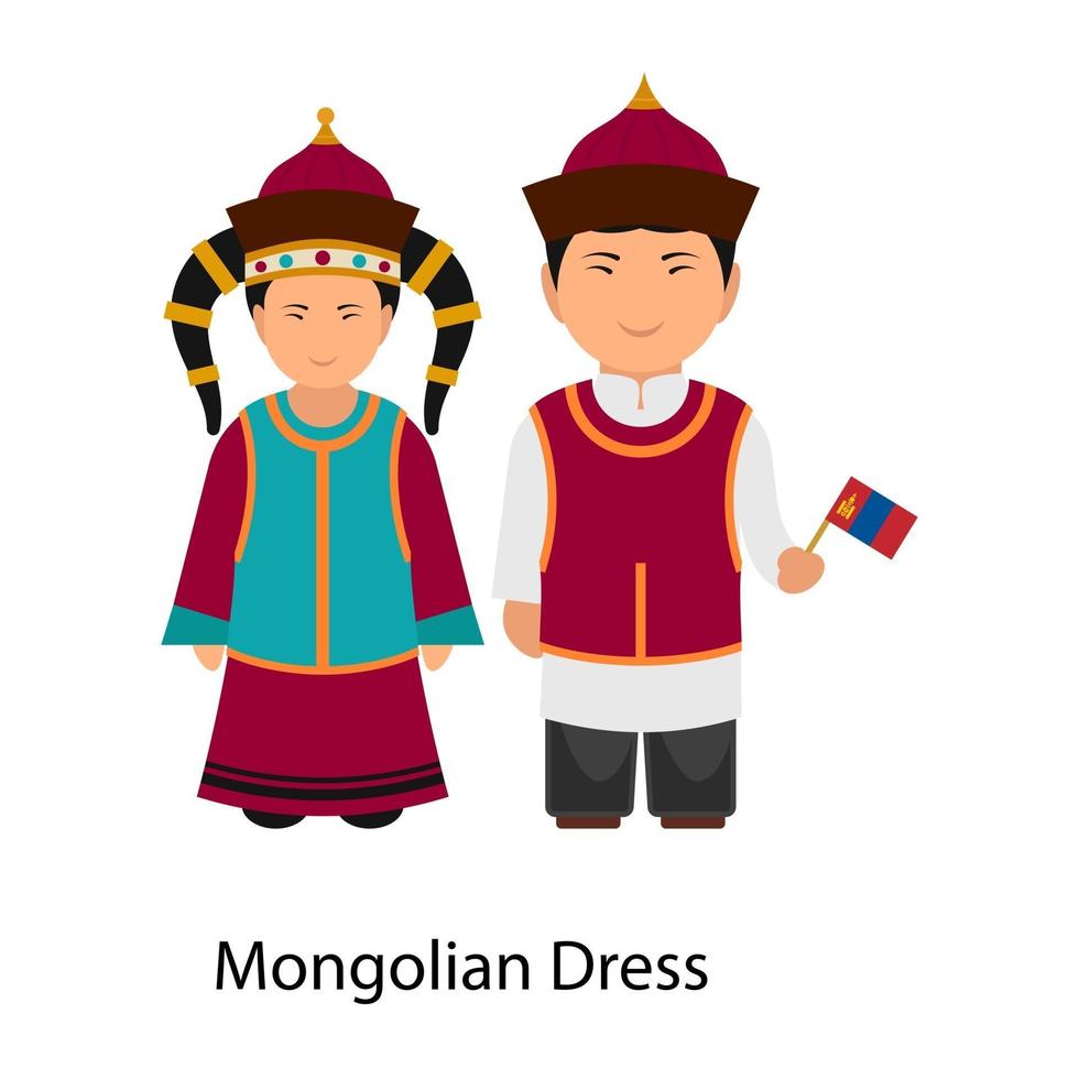 style de costume mongol vecteur