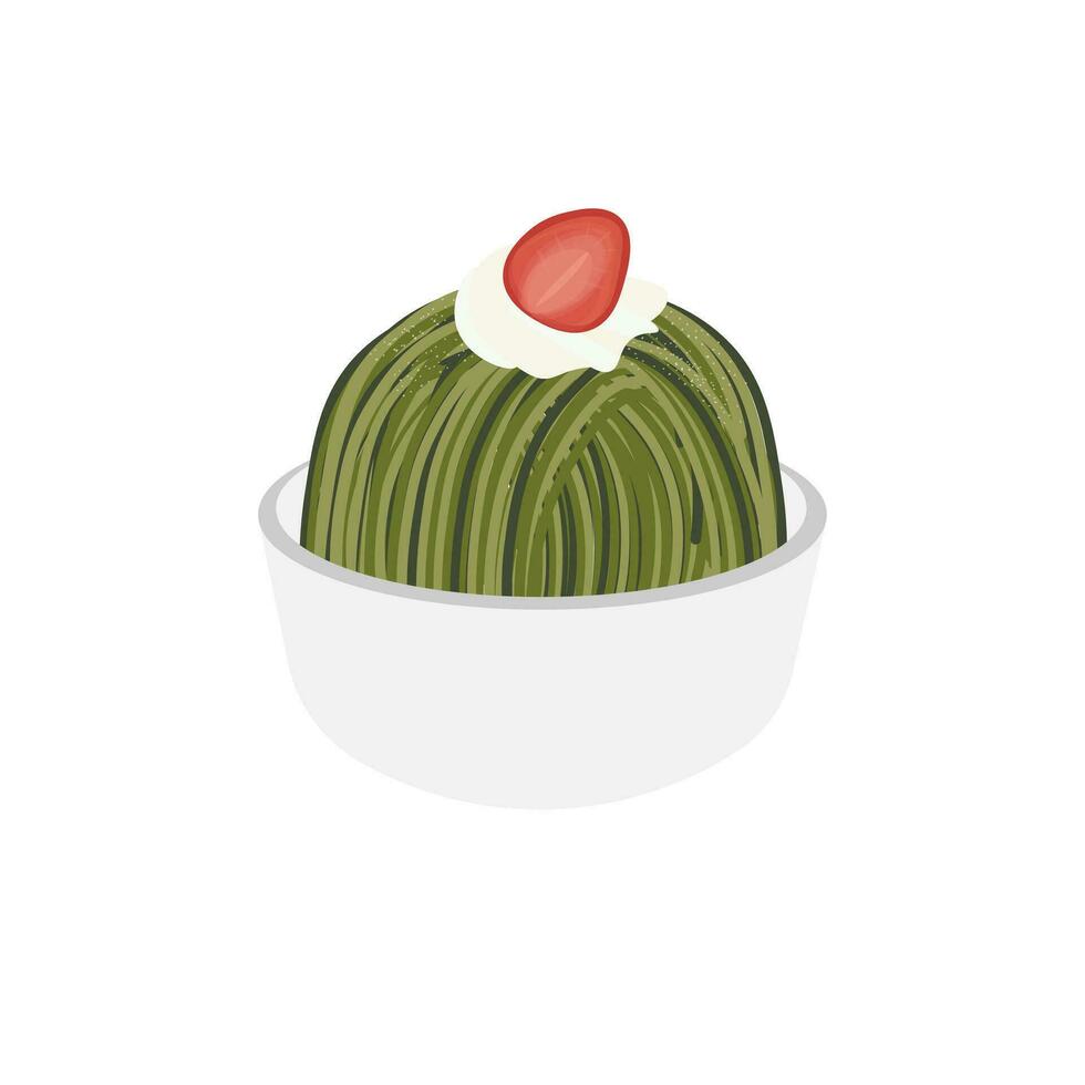 logo illustration de mont blanc la glace crème matcha vert thé dans une papier bol vecteur