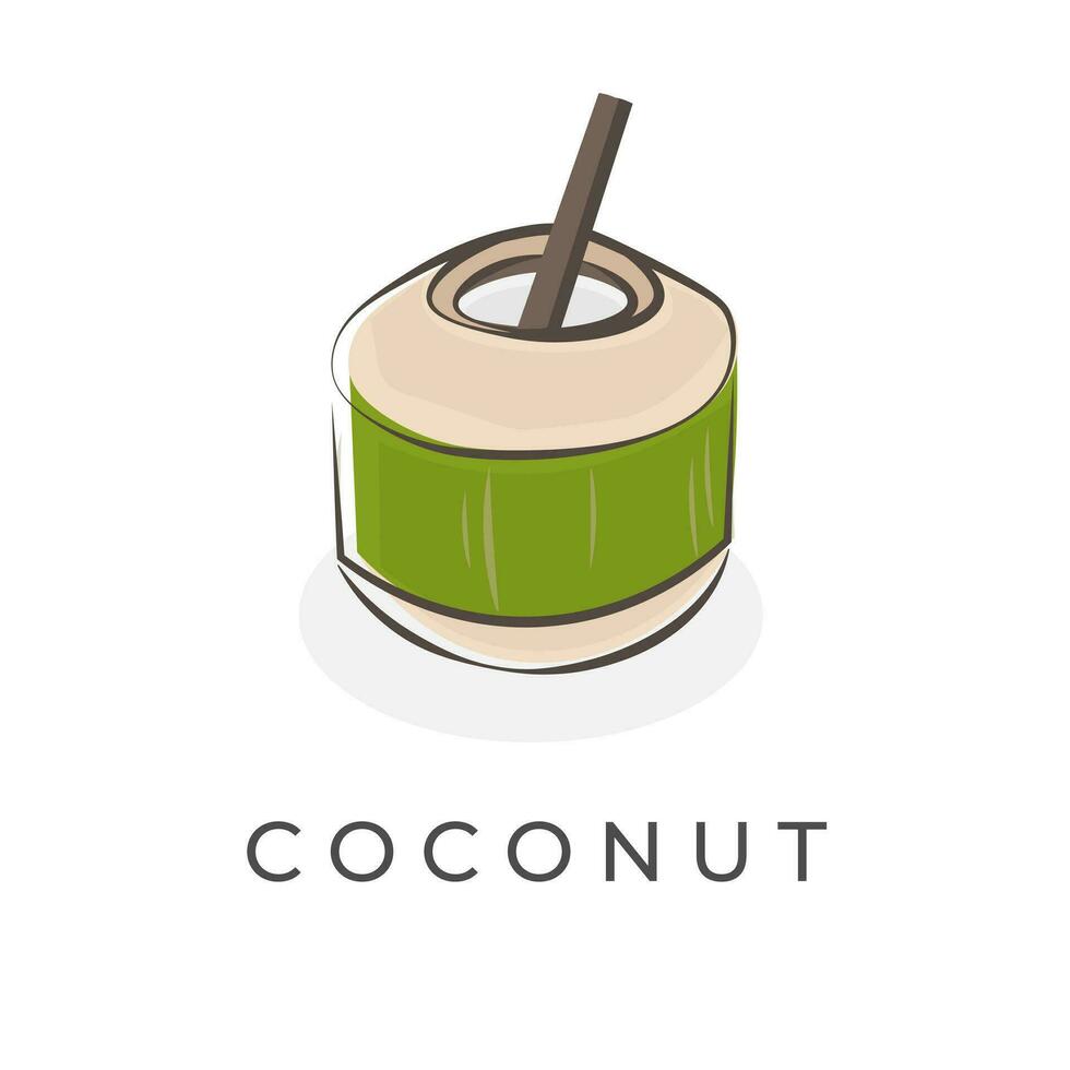 Frais noix de coco boisson Facile dessin animé illustration logo vecteur