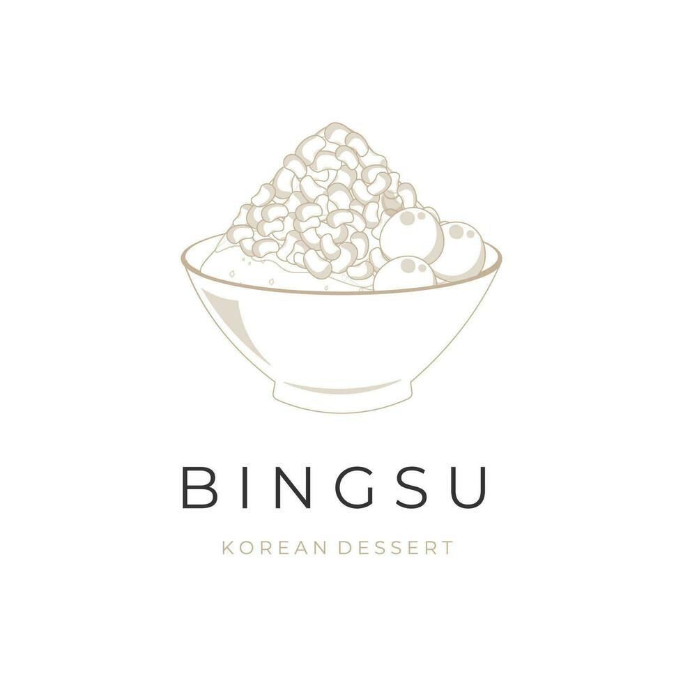 coréen rasé la glace logo Facile vecteur illustration bingsu bingsoo