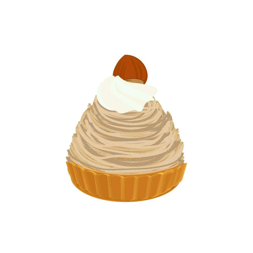 sucré châtaigne mont blanc gâteau dessert illustration logo vecteur