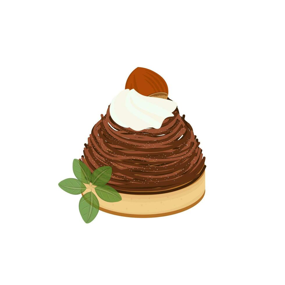 logo illustration de Chocolat parfumé mont blanc gâteau vecteur