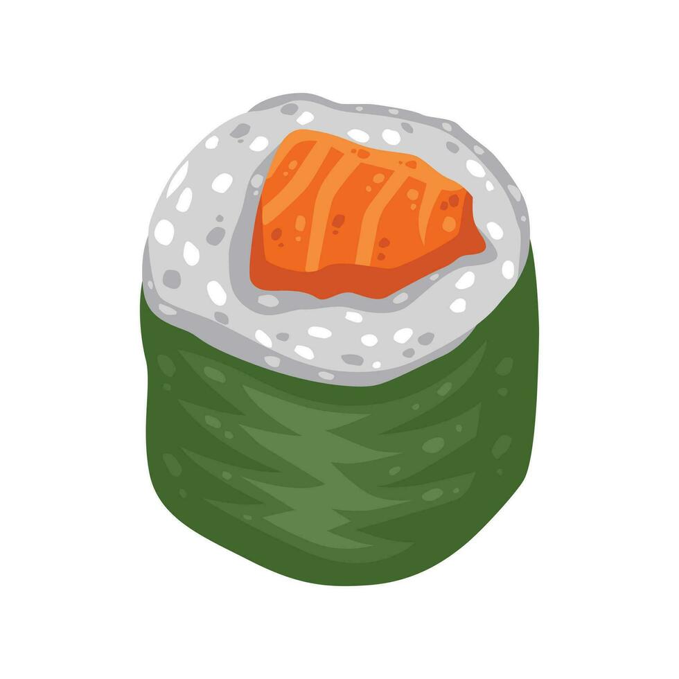 Saumon rouleau nourriture dessin animé vecteur illustration
