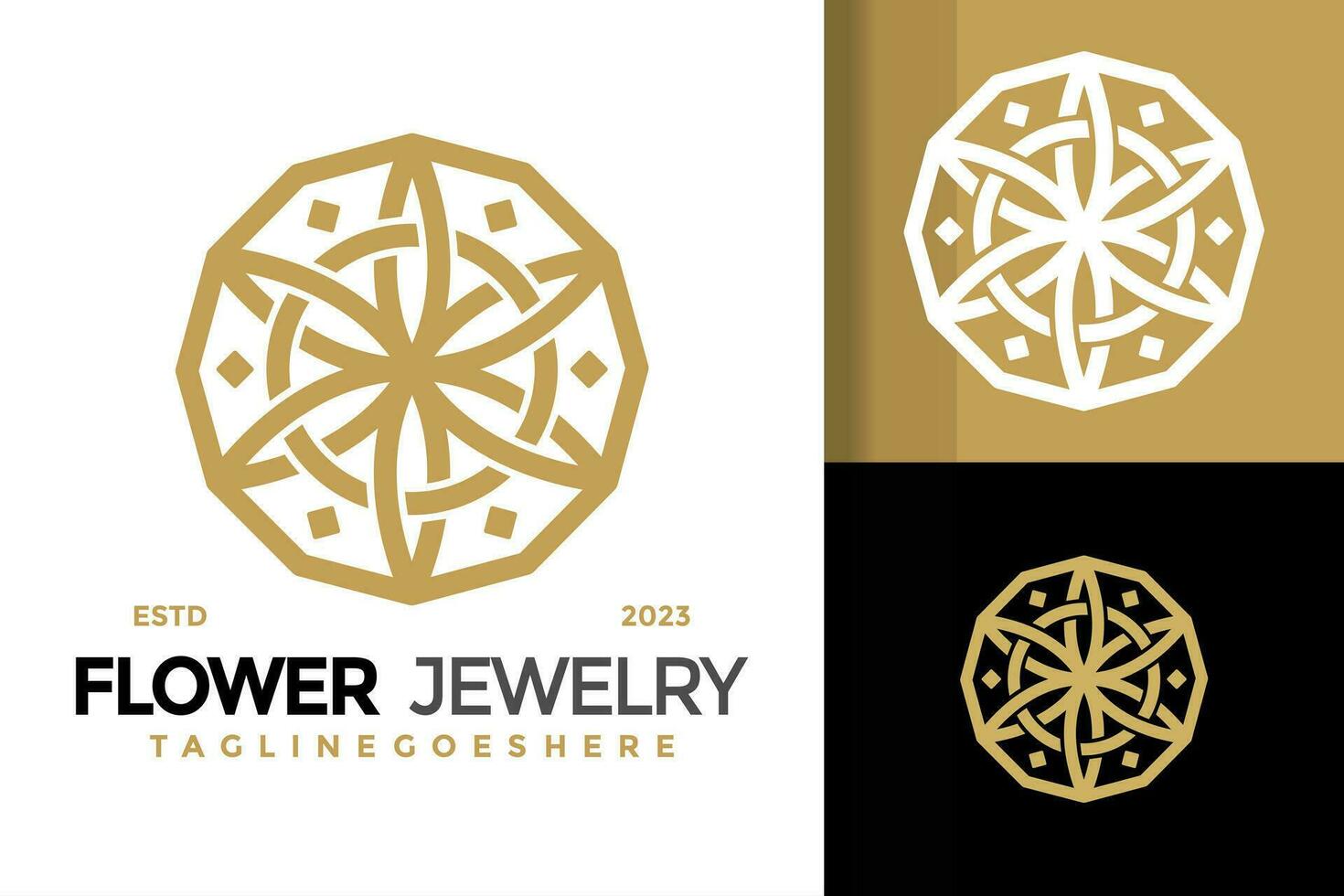 fleur bijoux ornement logo conception vecteur symbole icône illustration