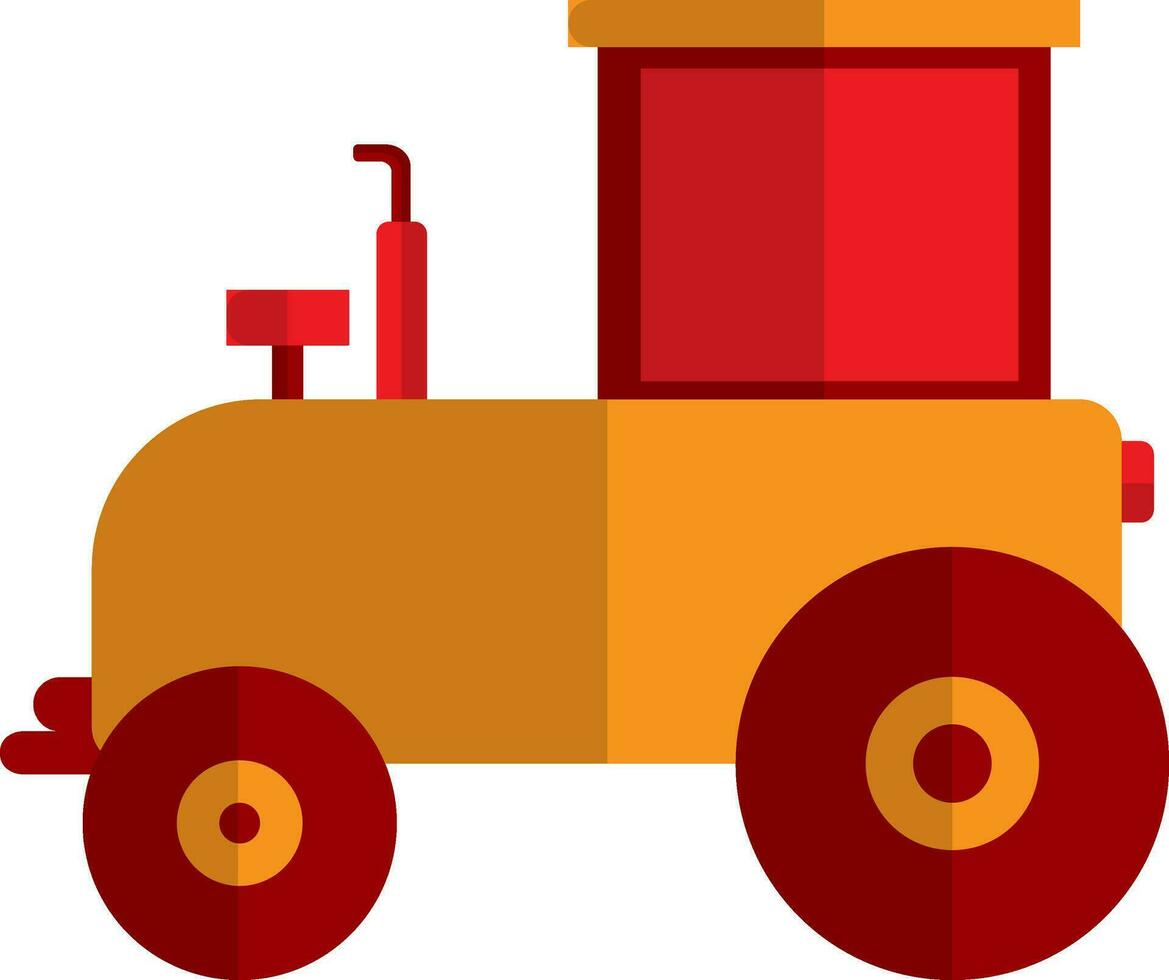 rouge et Orange tracteur dans plat style. vecteur