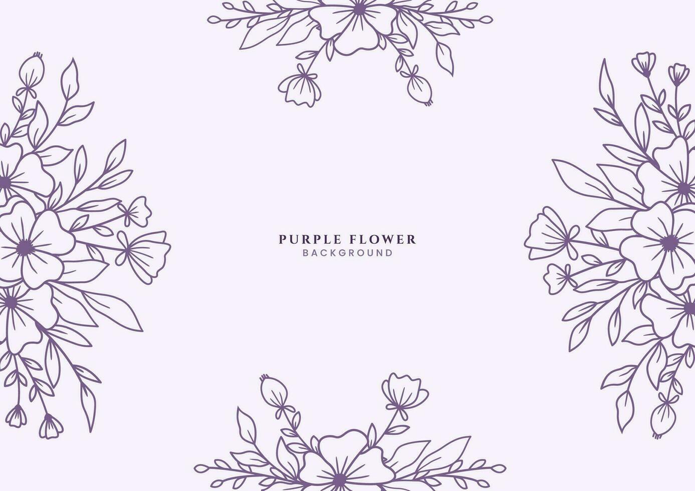 magnifique main tiré violet fleurs et feuilles sur blanc Contexte pour mariage invitation ou engagement ou salutation carte vecteur