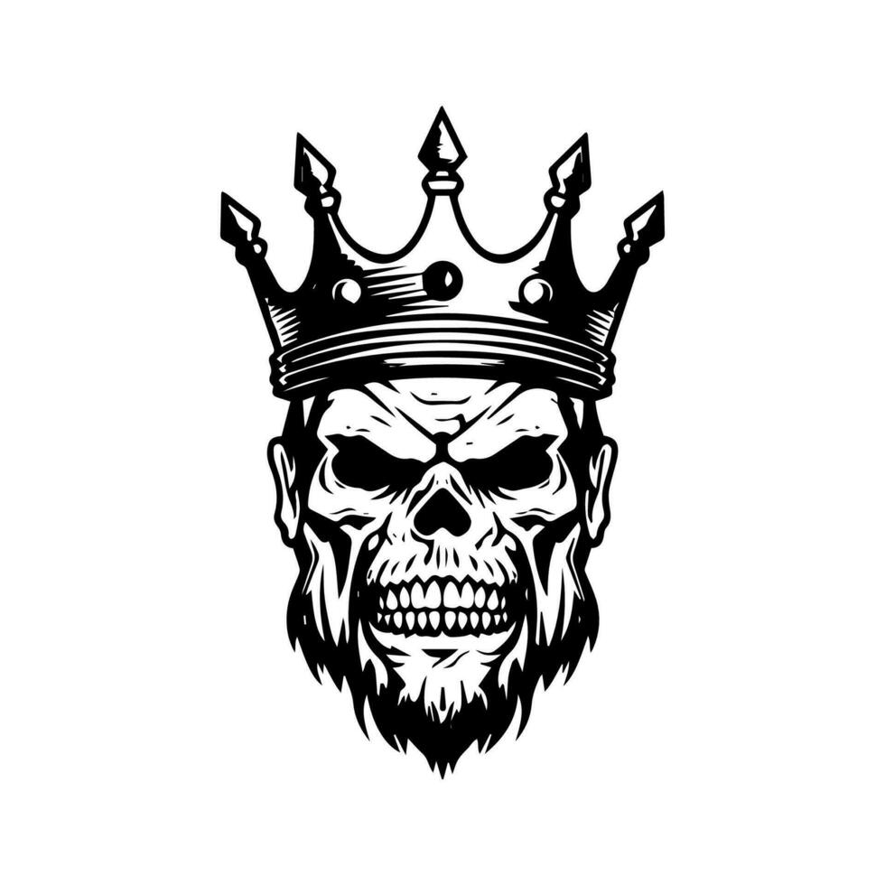 terrifiant zombi portant une couronne main tiré logo conception illustration vecteur