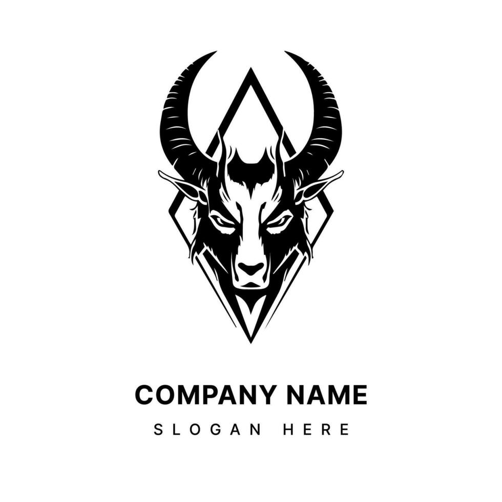 harnais le Puissance de symbolisme avec une frappant baphomet tête illustration logo conception. gras, mystérieux, et évocateur pour une captivant marque. vecteur