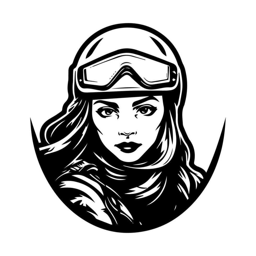 motocross fille motard logo conception illustration vecteur