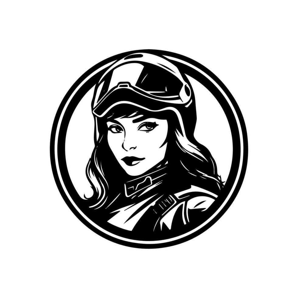 motocross fille motard logo conception illustration vecteur