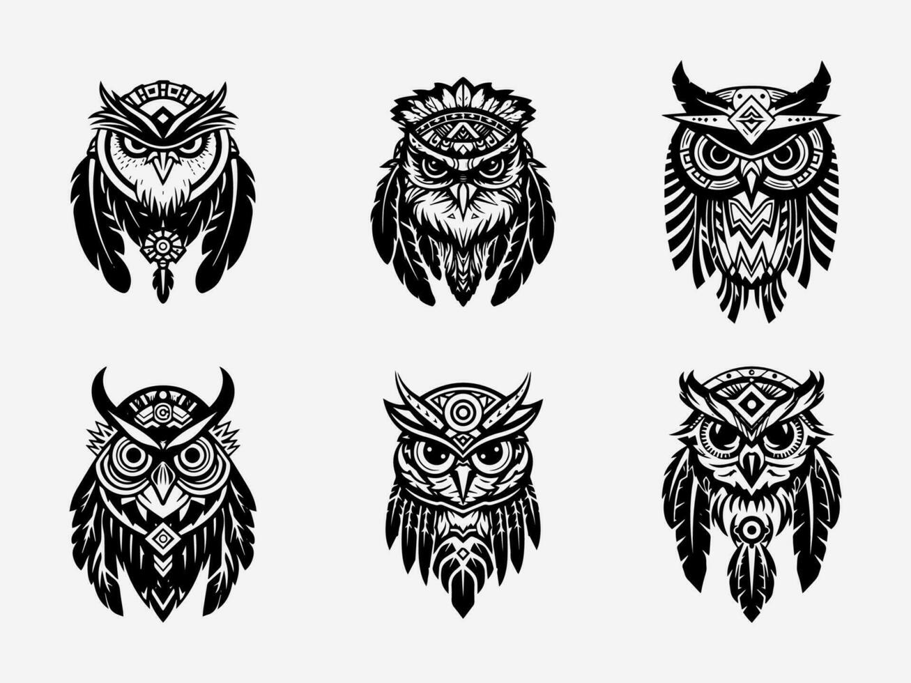 complexe main tiré hibou logo conception illustration, symbolisant sagesse, mystère, et une toucher de fantaisie vecteur