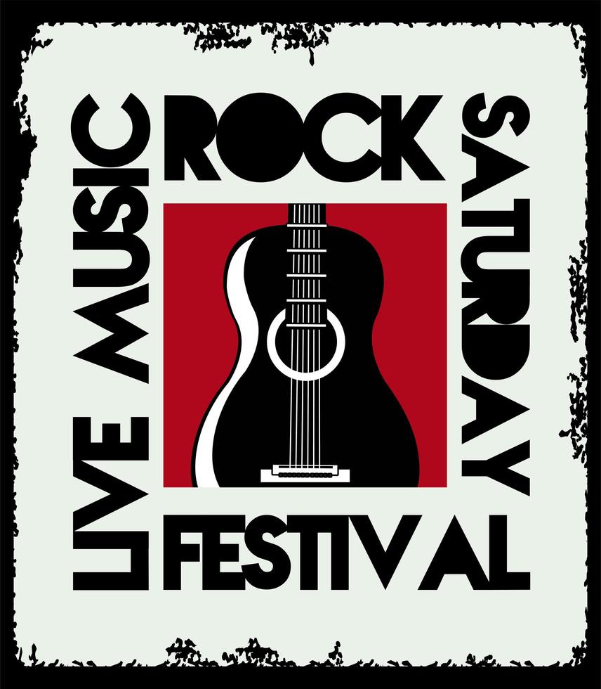affiche de lettrage festival rock live avec guitare vecteur