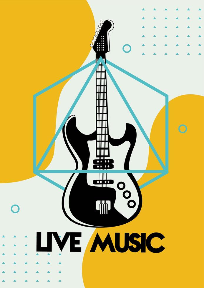 affiche de lettrage de festival de musique en direct avec guitare électrique vecteur
