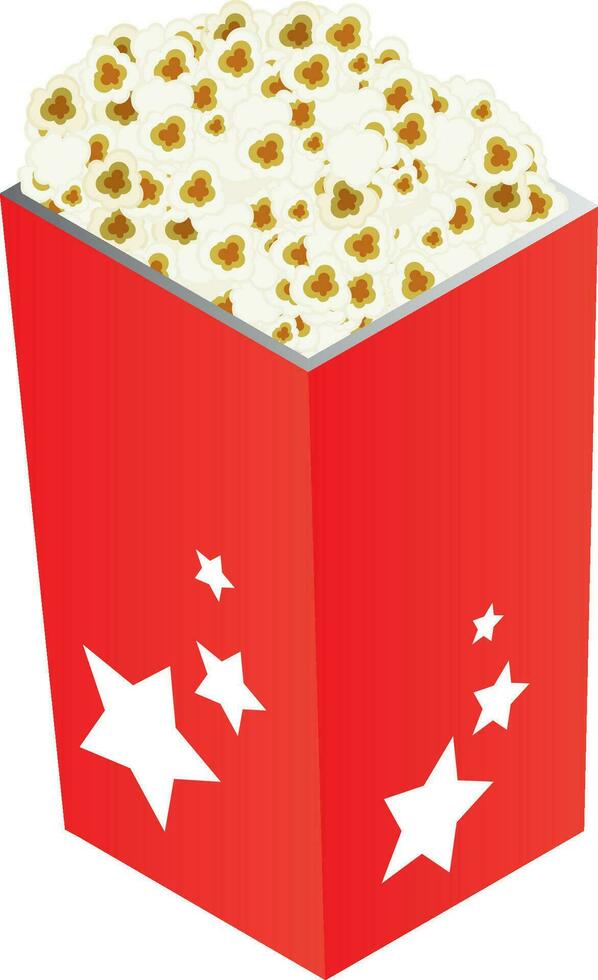 3d pop corn seau dans rouge Couleur sur Jaune Contexte. vecteur