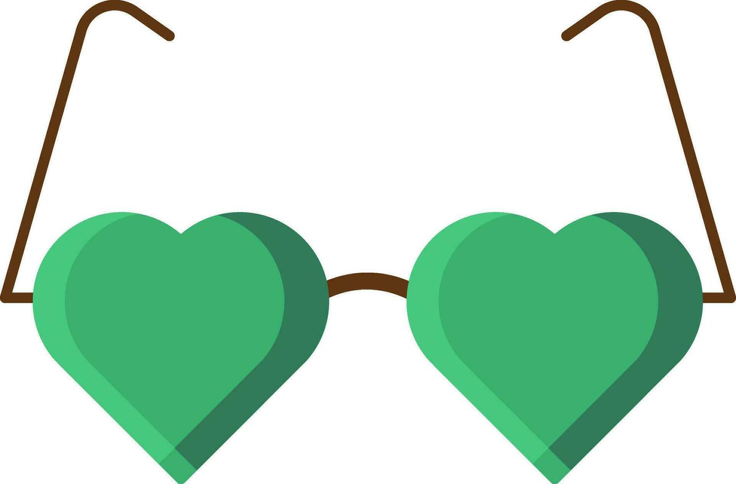 vert et marron Couleur lunettes icône dans cœur forme. vecteur