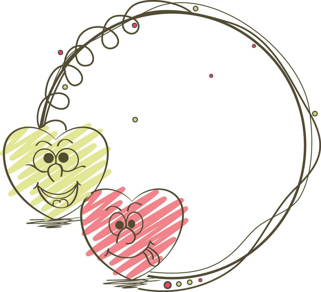 circulaire Cadre avec deux cœurs. vecteur