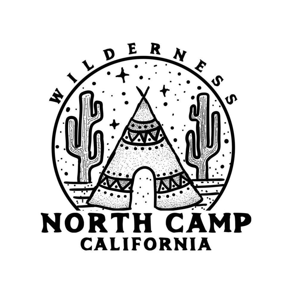 camping badge logo conception vecteur illustration
