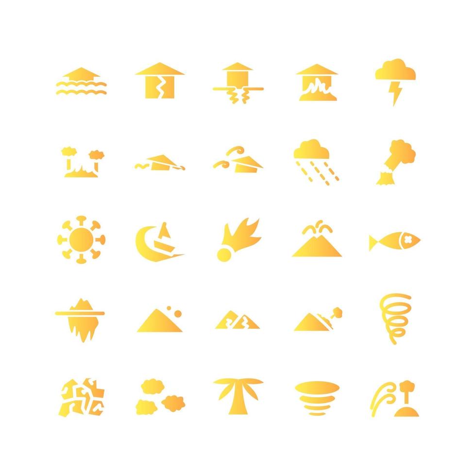 ensemble d'icônes de catastrophe gradient vectoriel pour la présentation de l'application mobile du site Web médias sociaux adaptés à l'interface utilisateur et à l'expérience utilisateur