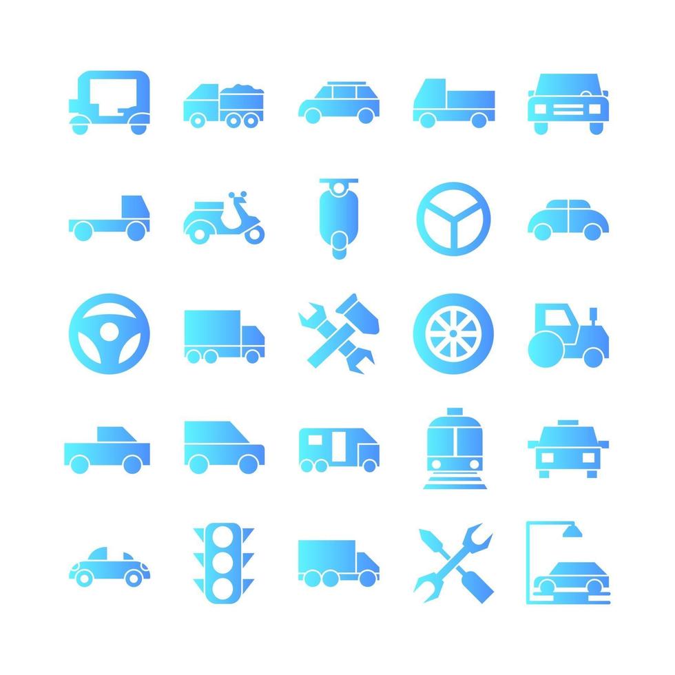 jeu d'icônes automobile dégradé vectoriel pour site Web présentation de l'application mobile médias sociaux adaptés à l'interface utilisateur et à l'expérience utilisateur